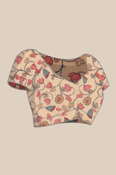 Buy Sayisha Off White Silk Mayur Garden Saree With Running Blouse Buy_Sayisha_Off White Silk Mayur Garden Saree With Running Blouse