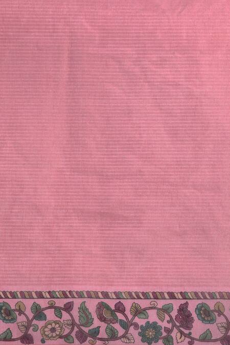 Shop Sayisha Pink Linen Blend Floral Vine Pattern Saree With Running Blouse Online at Aza Fashions Shop_Sayisha_Pink Linen Blend Floral Vine Pattern Saree With Running Blouse_Online_at_Aza_Fashions