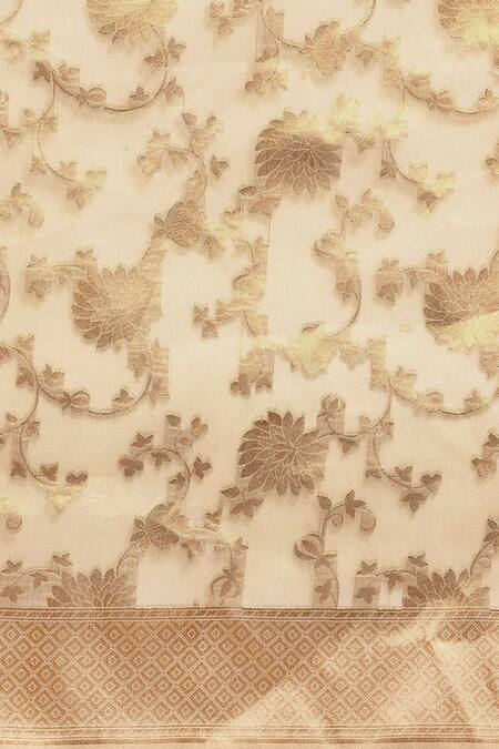 Shop Sayisha Beige Silk Floral Pattern Woven Saree With Running Blouse Online at Aza Fashions Shop_Sayisha_Beige Silk Floral Pattern Woven Saree With Running Blouse_Online_at_Aza_Fashions