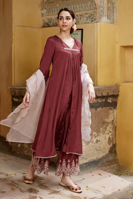 Seher Jaipur Aiza Gathered Kurta Pant Set 