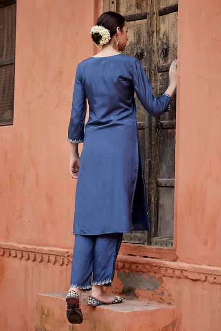 Seher Jaipur Amena Floral Embroidered Kurta Set 