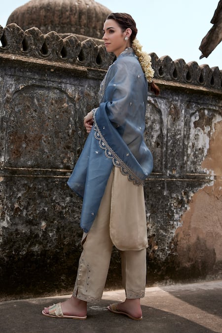 Seher Jaipur Saira Flower Neck Embroidered Kurta Set 