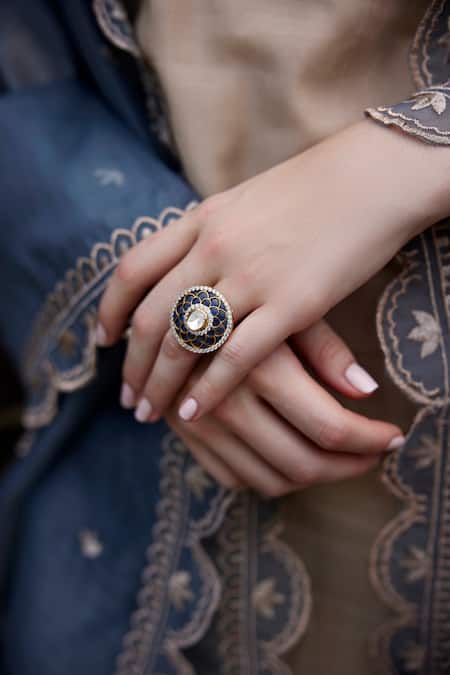 Shop_Seher Jaipur_Cream Muslin, Silk Embroidery Round Neck Saira Flower Kurta Set _Online_at_Aza_Fashions