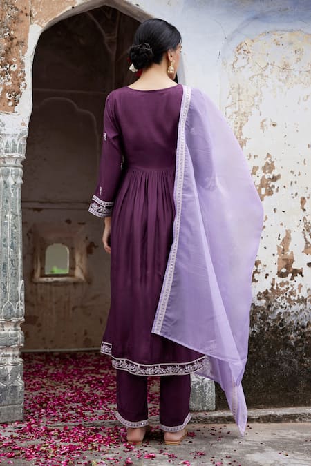 Seher Jaipur Sofia Floral Embroidered Anarkali Pant Set 