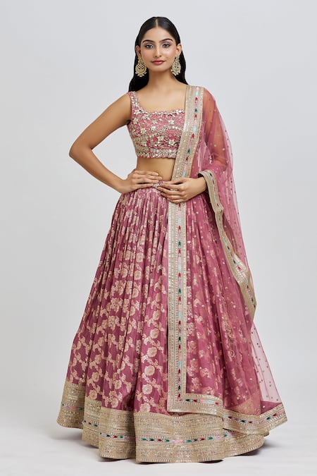 MeenaGurnam Flower Blossom Pattern Lehenga Set 