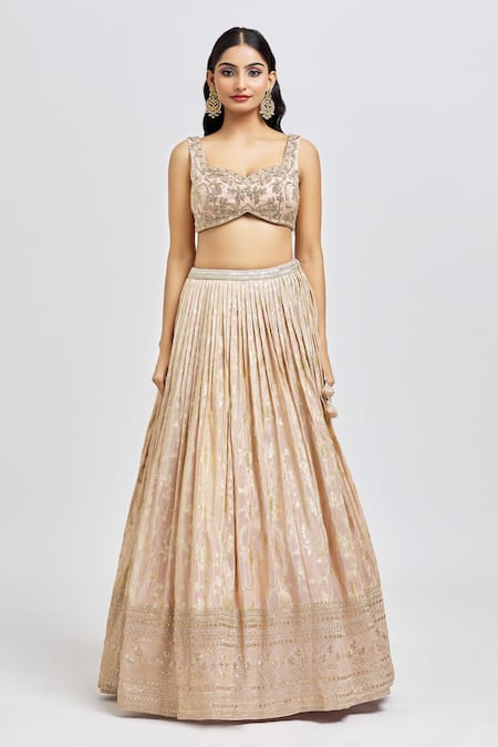 Buy Meenagurnam Gold Crepe Tissue Embroidery Sequin Pleated Floral Vine Pattern Lehenga Set Online at Aza Fashions Buy_Meenagurnam_Gold Crepe Tissue Embroidery Sequin Pleated Floral Vine Pattern Lehenga Set _Online_at_Aza_Fashions