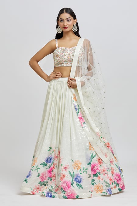 MeenaGurnam Floral Blossom Print Lehenga Set 