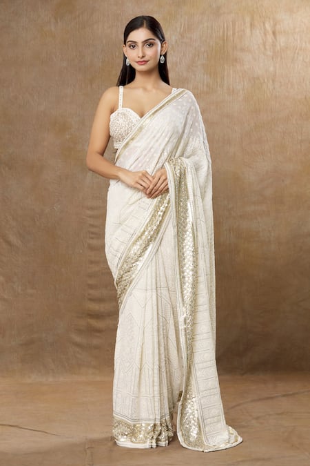 MeenaGurnam Chikankari Work Saree With Blouse 