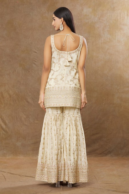 Meenagurnam Sequin & Zari Work Kurta Sharara Set 