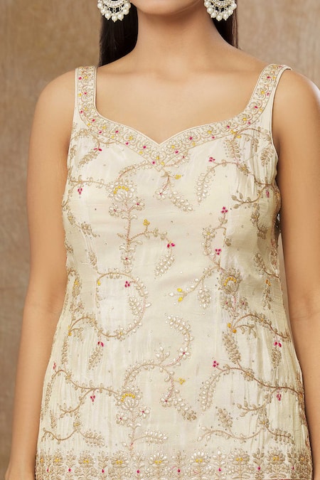 Buy Meenagurnam Gold Tissue Embroidery Sequin Sweetheart Neck And Zari Work Kurta Sharara Set Online at Aza Fashions Buy_Meenagurnam_Gold Tissue Embroidery Sequin Sweetheart Neck And Zari Work Kurta Sharara Set _Online_at_Aza_Fashions