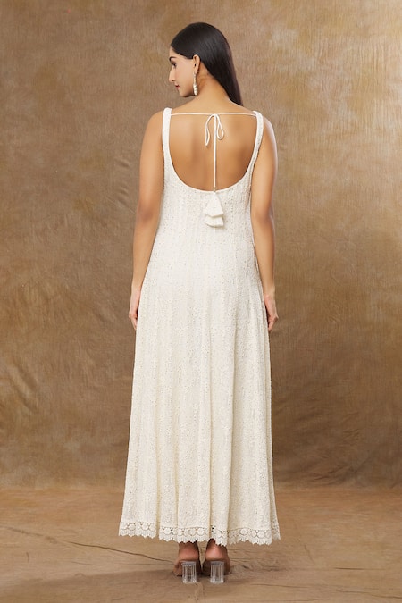 Shop Meenagurnam Ivory Anarkali Georgette Embroidery Chikankari Scoop Neck Churidar Set at Aza Fashions Shop_Meenagurnam_Ivory Anarkali Georgette Embroidery Chikankari Scoop Neck Churidar Set _at_Aza_Fashions