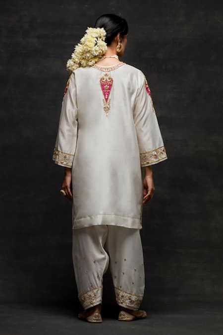 Anantaa By Roohi Silk Chanderi Zardozi Work Short Kurta & Salwar Set 