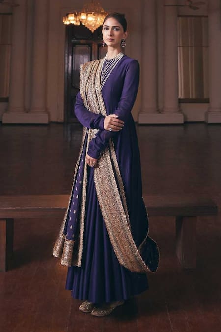 Jayanti Reddy Banaras Silk Flared Anarkali Set 