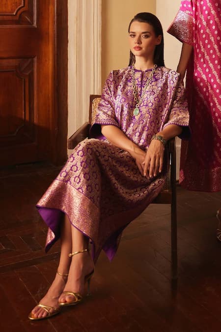 JAYANTI REDDY Banaras Silk Floral Woven Kaftan 