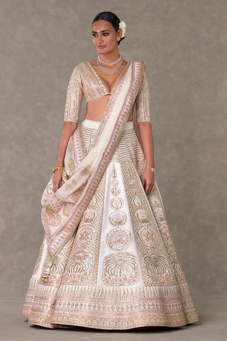 Masaba Ivory Lehenga And Blouse Raw Silk Bagh E Bahar Embroidered Bridal Set 