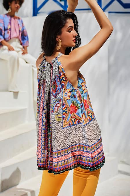 Bhanuni By Jyoti Esme Abstract Print Halter Top 