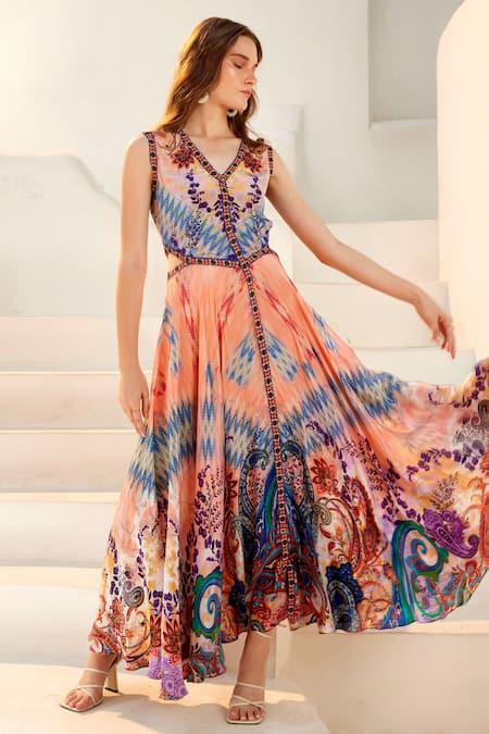 Bhanuni By Jyoti Flamingo Primavera Cut Out Maxi Dress 