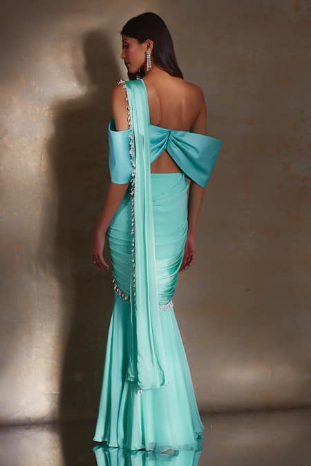 Shloka Khialani Juliet Pre-Drapede Saree With Bow Embellished Concept Blouse 