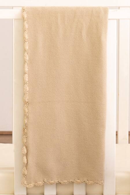 Shop Houmn Beige 100% Soft Cotton Knitted Fuzzy Fables Baby Blanket And Rabbit Toy Set at Aza Fashions Shop_Houmn_Beige 100% Soft Cotton Knitted Fuzzy Fables Baby Blanket And Rabbit Toy Set_at_Aza_Fashions