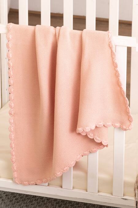 Houmn Peach 100% Soft Cotton Knitted Hugbug Baby Blanket And Rabbit Toy Set Online at Aza Fashions Houmn_Peach 100% Soft Cotton Knitted Hugbug Baby Blanket And Rabbit Toy Set_Online_at_Aza_Fashions