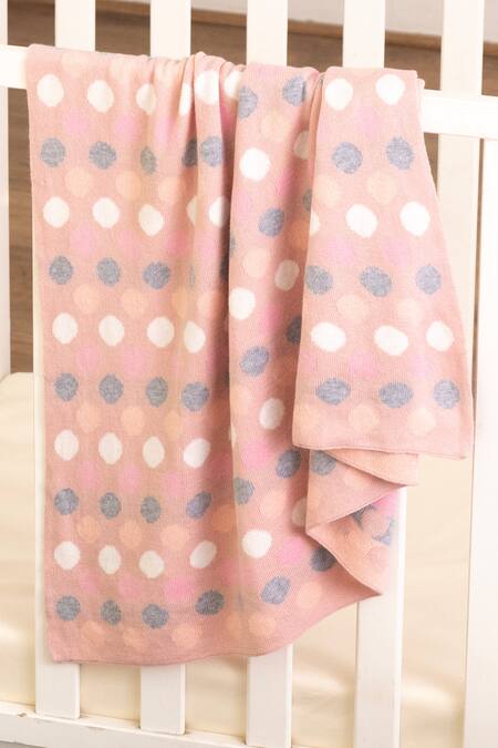 Houmn Multi Color 100% Soft Cotton Knitted Polka Dot Bunny Baby Blanket And Toy Set Online at Aza Fashions Houmn_Multi Color 100% Soft Cotton Knitted Polka Dot Bunny Baby Blanket And Toy Set_Online_at_Aza_Fashions