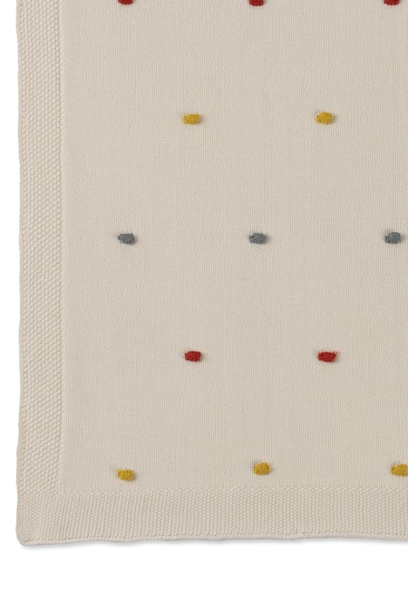 Shop_Houmn_Ivory 100% Soft Cotton Knitted And Polka Dot Huggable Baby Blanket & Toy Set_Online_at_Aza_Fashions