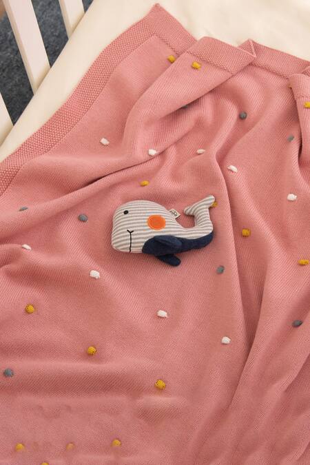 Buy Houmn Pink 100% Soft Cotton Knitted And Polka Dot Paypal Baby Blanket & Toy Set Online at Aza Fashions Buy_Houmn_Pink 100% Soft Cotton Knitted And Polka Dot Paypal Baby Blanket & Toy Set_Online_at_Aza_Fashions