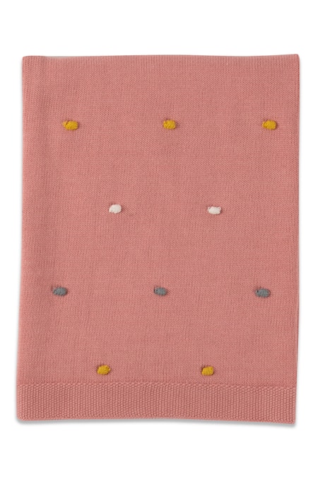 Houmn Pink 100% Soft Cotton Knitted And Polka Dot Paypal Baby Blanket & Toy Set at Aza Fashions Houmn_Pink 100% Soft Cotton Knitted And Polka Dot Paypal Baby Blanket & Toy Set_at_Aza_Fashions