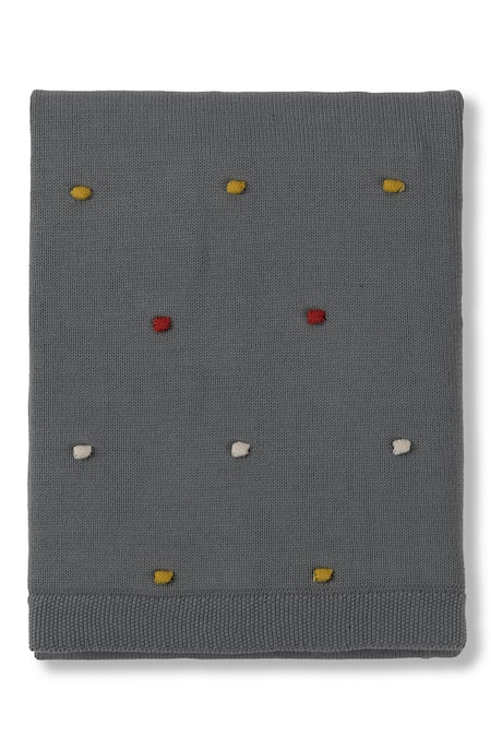 Houmn_Grey 100% Soft Cotton Knitted And Polka Toybox Treasures Baby Blanket & Toy Set_at_Aza_Fashions