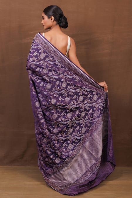 Purple Pure Banarasi Handloom chiffon Saree – Truth Fab