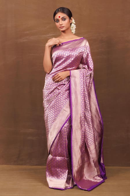 Pinki Sinha Purple Pure Silk Handwoven Florence Banarasi Saree