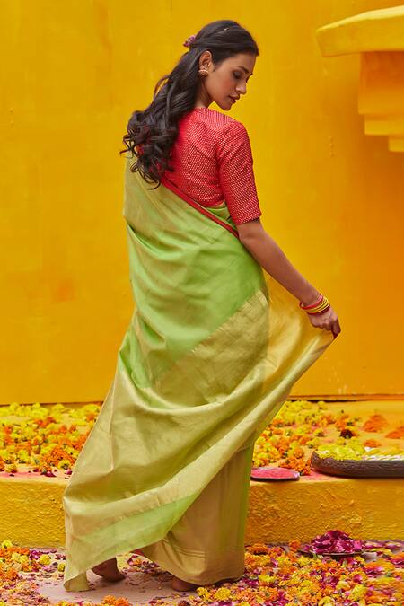 Ready to wear Kerala Golden tissue Saree - Byhand Kochi