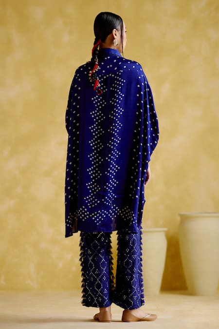 Shop_5elements_Blue Modal Satin Embellished Bead Tassells Mirrorwork Geometric Pattern Pant _at_Aza_Fashions