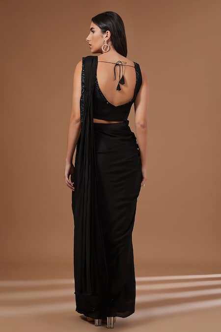 Baidehi Embroidered Border Pre-Draped Saree Set 