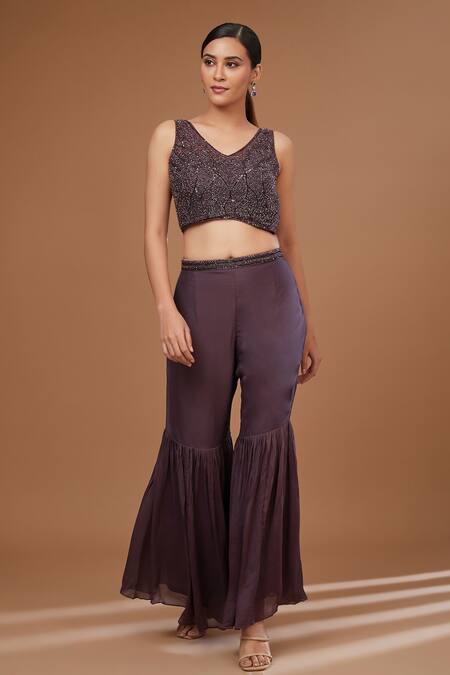 Buy BAIDEHI Brown Net, Chiffon, Georgette Embellished Border Cape Embroidered Blouse Set Online at Aza Fashions Buy_BAIDEHI_Brown Net, Chiffon, Georgette Embellished Border Cape Embroidered Blouse Set_Online_at_Aza_Fashions