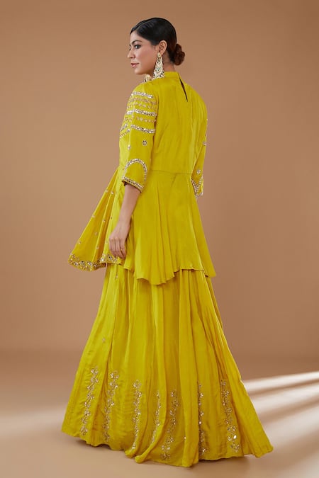 Baidehi Embroidered Peplum Top Skirt Set 