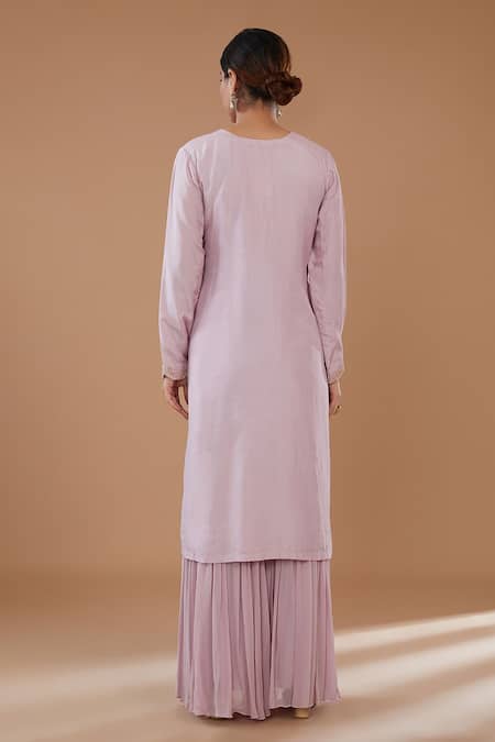 Shop BAIDEHI Purple Organza, Georgette Sequins, Embroidery Round Lavender Kurta Gharara Set at Aza Fashions Shop_BAIDEHI_Purple Organza, Georgette Sequins, Embroidery Round Lavender Kurta Gharara Set _at_Aza_Fashions