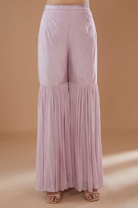 BAIDEHI Purple Organza, Georgette Sequins, Embroidery Round Lavender Kurta Gharara Set Online at Aza Fashions BAIDEHI_Purple Organza, Georgette Sequins, Embroidery Round Lavender Kurta Gharara Set _Online_at_Aza_Fashions