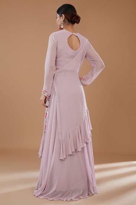 Baidehi Embroidered Attached Cape Blouse & Lehenga Set 