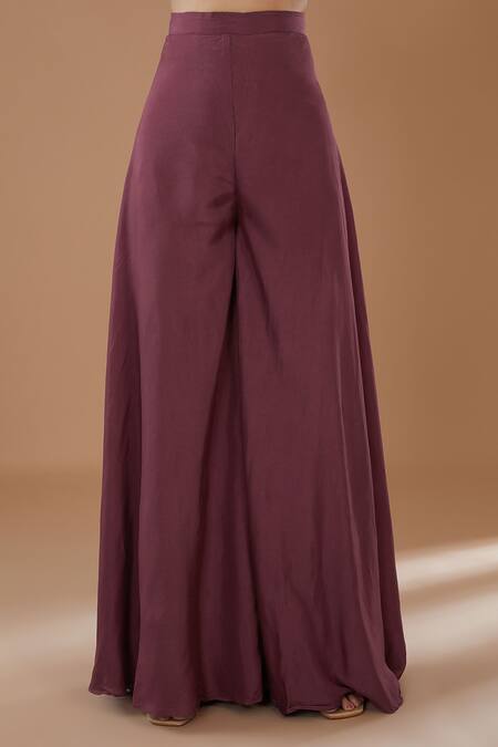 Baidehi_Brown Silk Embroidery Collared Dabka High Low Tunic And Pant Set _Online_at_Aza_Fashions