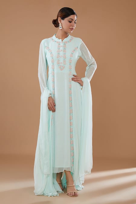 BAIDEHI Fleur Cut Dana Embroidered Anarkali With Dupatta 