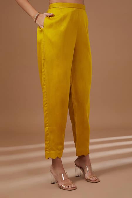 BAIDEHI Yellow Organza, Cotton, Silk, Bamboo Floral Dori Embroidered Kurta Pant Set Online at Aza Fashions BAIDEHI_Yellow Organza, Cotton, Silk, Bamboo Floral Dori Embroidered Kurta Pant Set _Online_at_Aza_Fashions