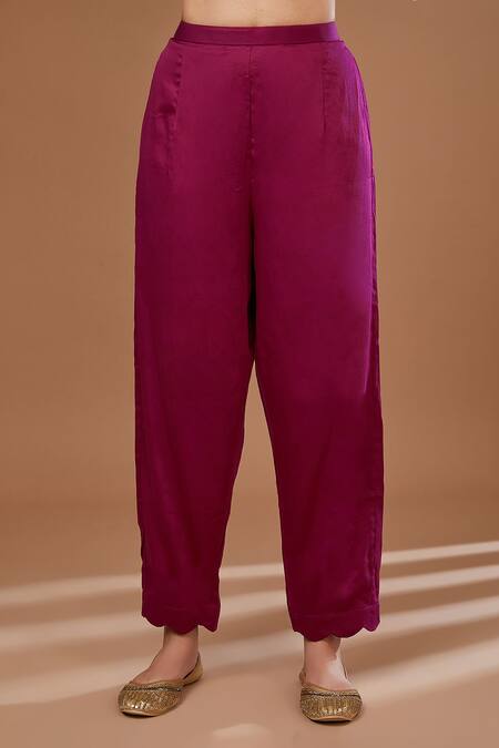 BAIDEHI Pink Organza, Cotton Satin, Chanderi Silk Embroidery Round Gul Kurta Pant Set Online at Aza Fashions BAIDEHI_Pink Organza, Cotton Satin, Chanderi Silk Embroidery Round Gul Kurta Pant Set_Online_at_Aza_Fashions