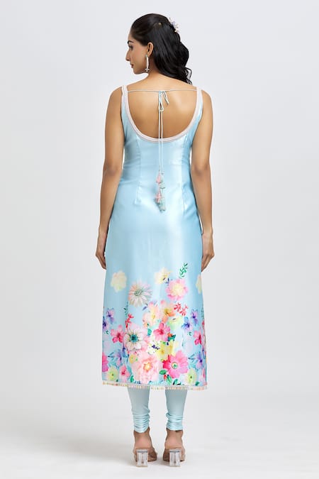 Label Priyanka Kar Floral Print Embroidered Kurta Legging Set 