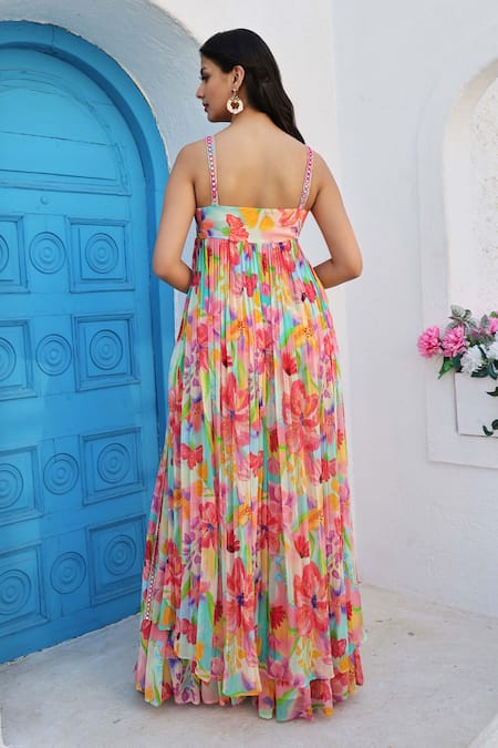 Shop Seams Pret And Couture Multi Color Georgette And Shantoon Print Floral Toshi Kurta With Sharara at Aza Fashions Shop_Seams Pret And Couture_Multi Color Georgette And Shantoon Print Floral Toshi Kurta With Sharara _at_Aza_Fashions