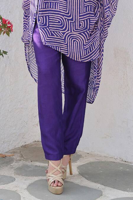 Buy Seams Pret And Couture Blue Georgette Collared Nadia Maze Print Tunic And Pant Set Online at Aza Fashions Buy_Seams Pret And Couture_Blue Georgette Collared Nadia Maze Print Tunic And Pant Set _Online_at_Aza_Fashions