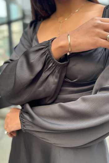 Buy_Detales_Black Wave Satin Plain Cowl Corset Dress_Online_at_Aza_Fashions