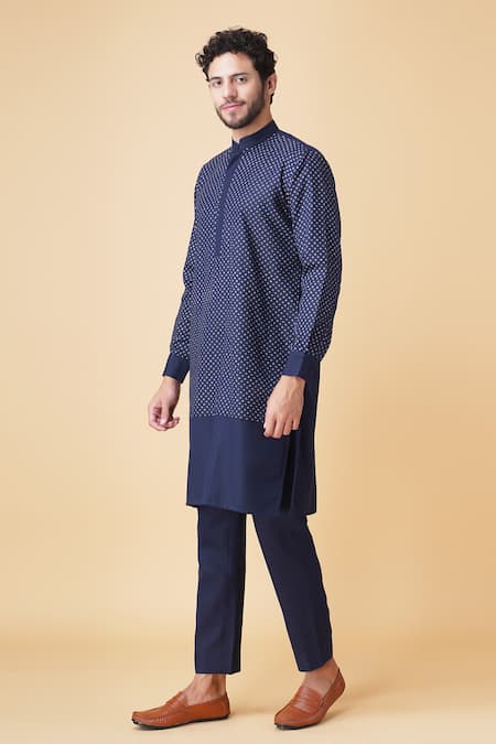 Manish Nagdeo Blue Silk Embroidery Nalki Bundi Jacket Set at Aza Fashions Manish Nagdeo_Blue Silk Embroidery Nalki Bundi Jacket Set _at_Aza_Fashions