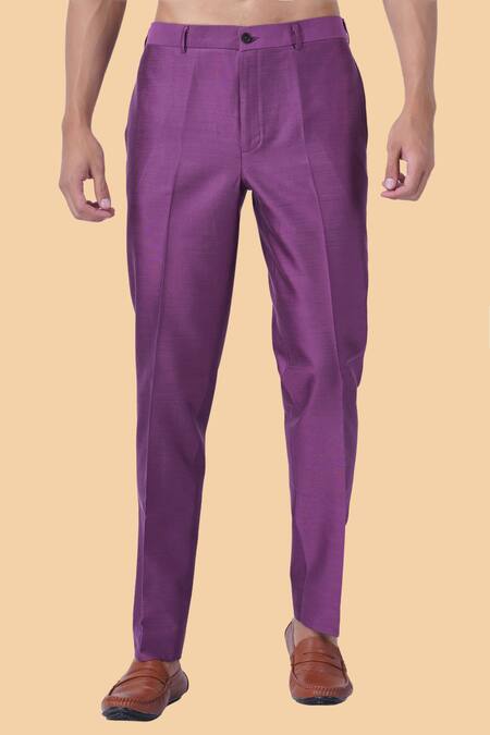 Manish Nagdeo_Purple Cotton, Silk Embroidery Floral Print Nehru Jacket Set _at_Aza_Fashions