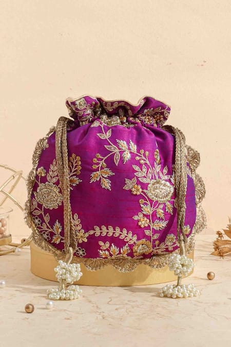 AMYRA Blossom Embroidered Potli 